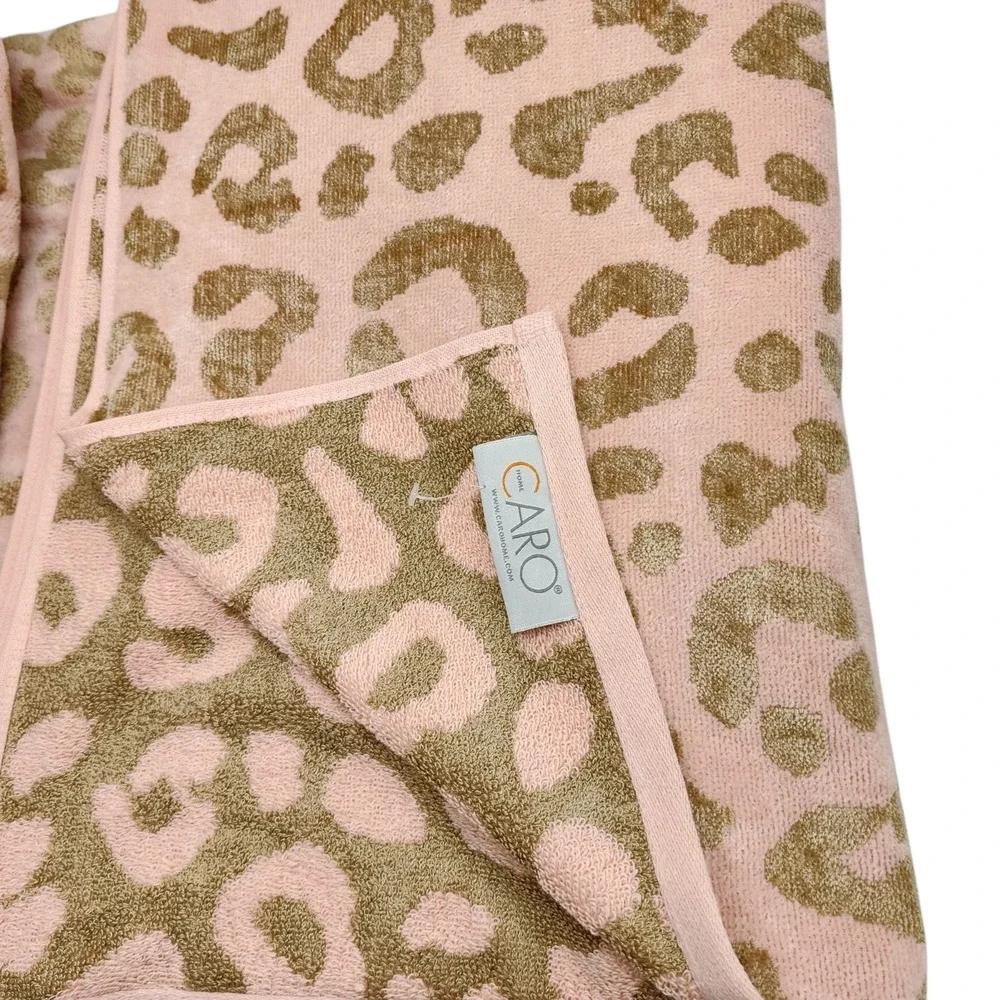 Caro Home Leopard Print Beach Towel Absorbent Quick Dry Gold Pink 36x68 Pool Spa